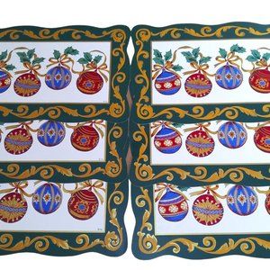 Trim a Home Vinyl Christmas Placemats Lot of 6 Decorative Garland Placemats K-ma